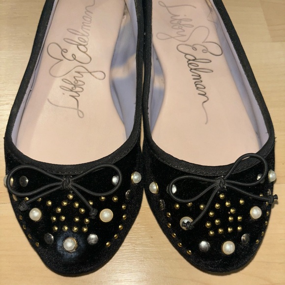 Libby Edelman Flat Black Velvet Ballet Flat Loafer size 6.5 - Picture 2 of 8